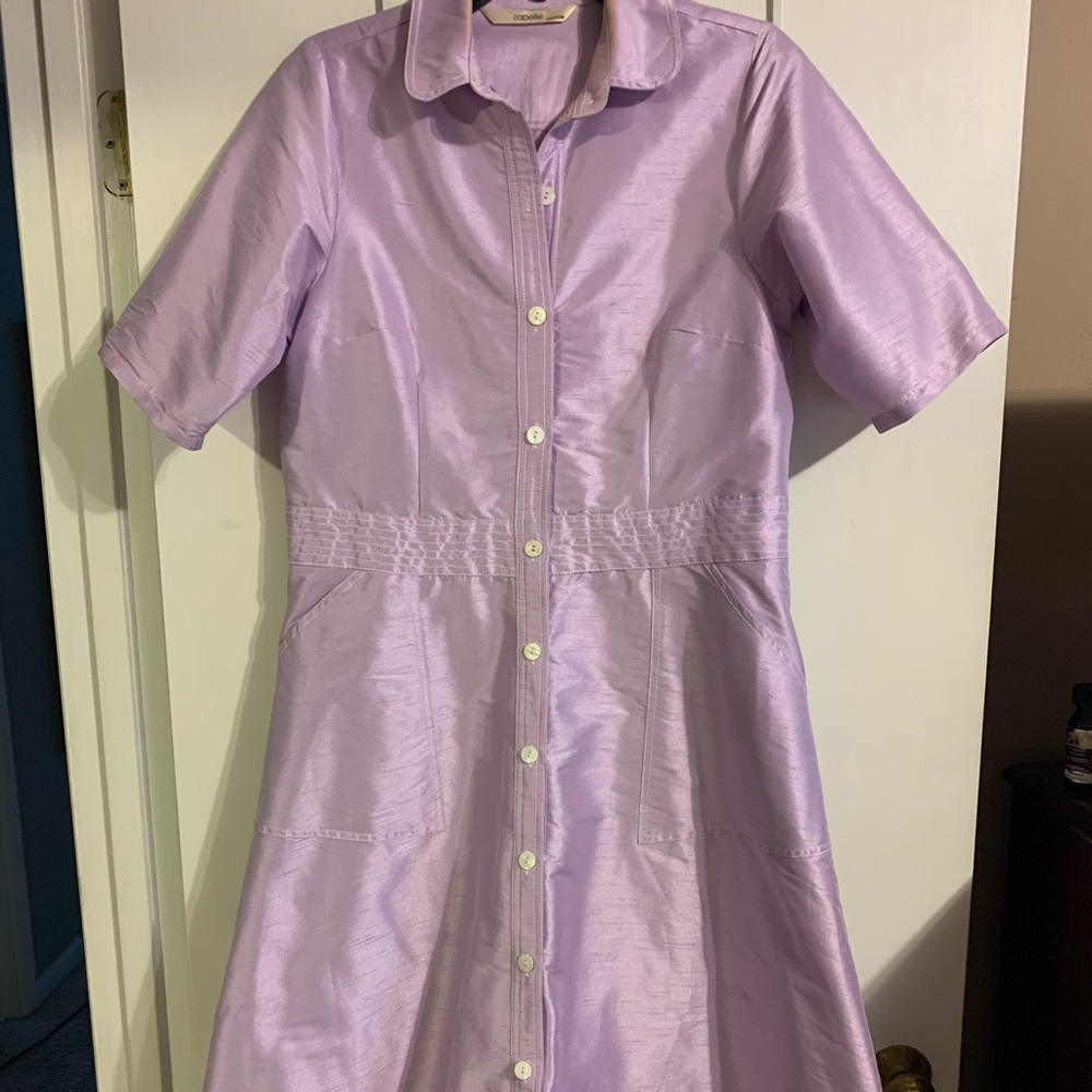 EShakti dupioni lavender dress. Stunning! Pockets!